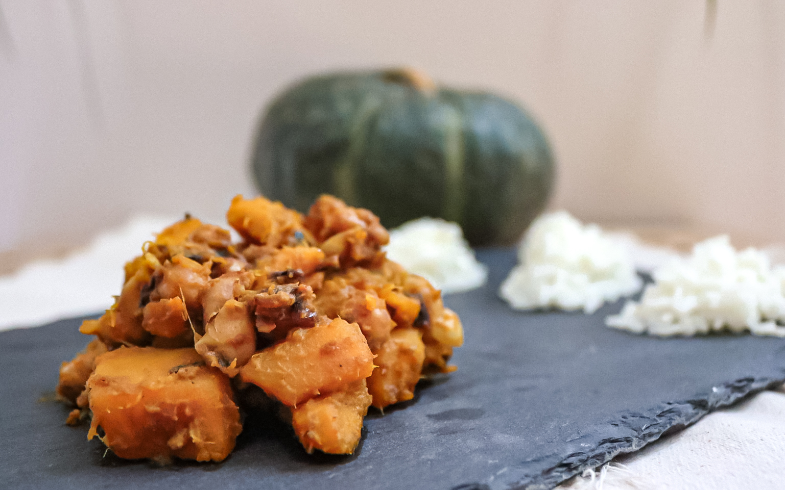 Curry vegetariano di zucca e ceci
